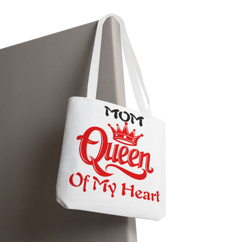 Mom Queen Tote Bag - White with Four Color Straps -
