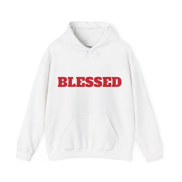 UNISEX Blessed Hoodie — White Pullover Sweatshirt with Bold  'BLESSED'  your swag!