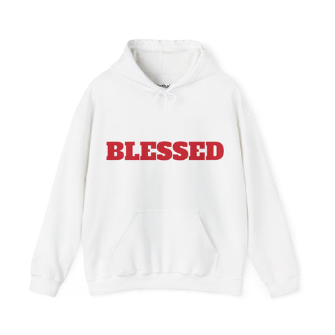 UNISEX Blessed Hoodie — White Pullover Sweatshirt with Bold  'BLESSED'  your swag!