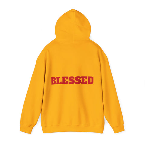 UNISEX Blessed Hoodie — White Pullover Sweatshirt with Bold  'BLESSED'  your swag!