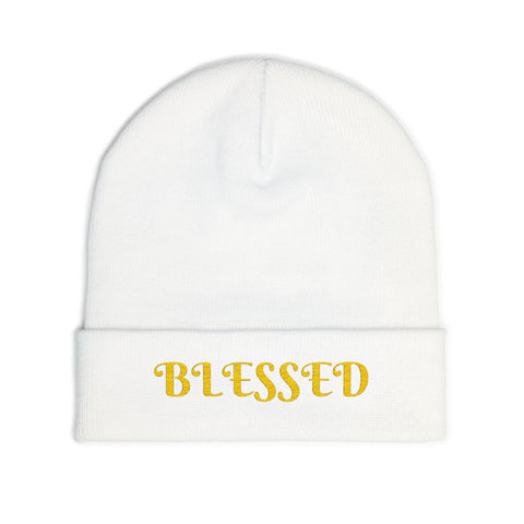 "Blessed" Warm and Cozy  Embroidered Knit Beanie Winter Hat
