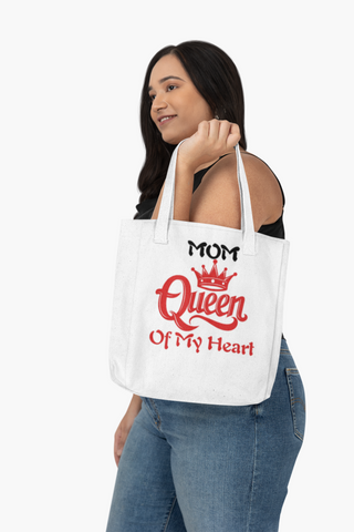 Mom Queen Tote Bag - White with Four Color Straps -