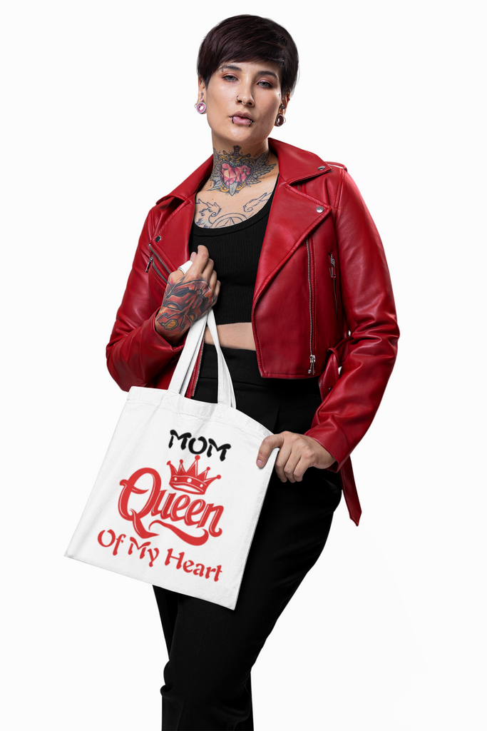 Mom Queen Tote Bag - White with Four Color Straps -