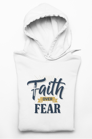 Faith Over Fear Hoodie — Inspirational Christian Pullover with Sleeve Graphics
