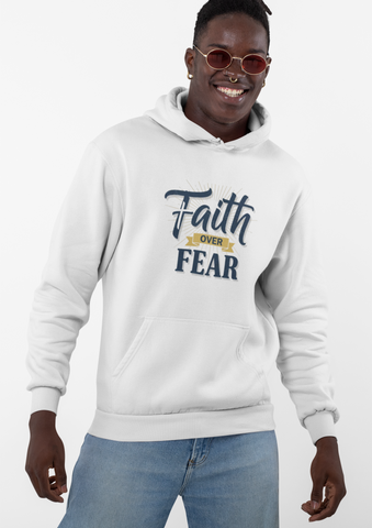 Faith Over Fear Hoodie — Inspirational Christian Pullover with Sleeve Graphics