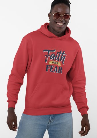Faith Over Fear Hoodie — Inspirational Christian Pullover with Sleeve Graphics