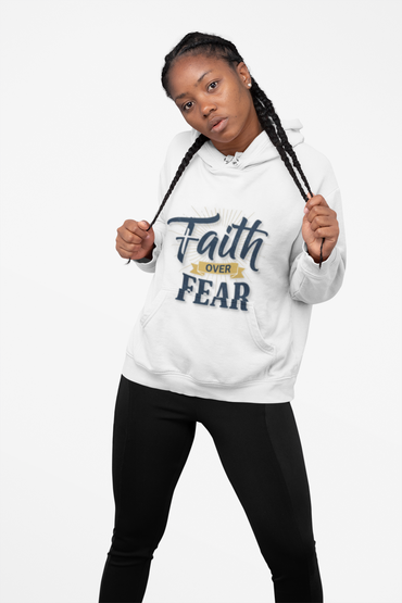 Faith Over Fear Hoodie — Inspirational Christian Pullover with Sleeve Graphics