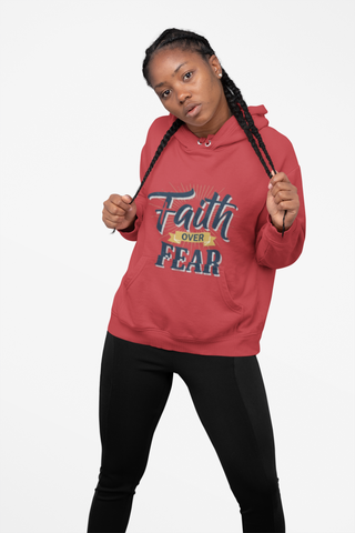 Faith Over Fear Hoodie — Inspirational Christian Pullover with Sleeve Graphics