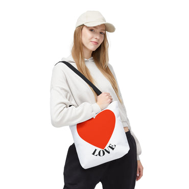 Love Heart Tote Bag — Red Heart "LOVE" Canvas Shopper for Valentine's Day & Every day For Him or Her