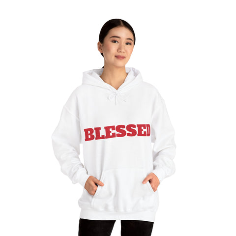 UNISEX Blessed Hoodie — White Pullover Sweatshirt with Bold  'BLESSED'  your swag!