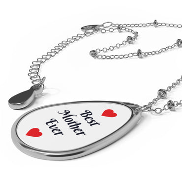 Best Mother Ever Oval Necklace – Heart Pendant Gift for Mom, Mother's Day Jewelry
