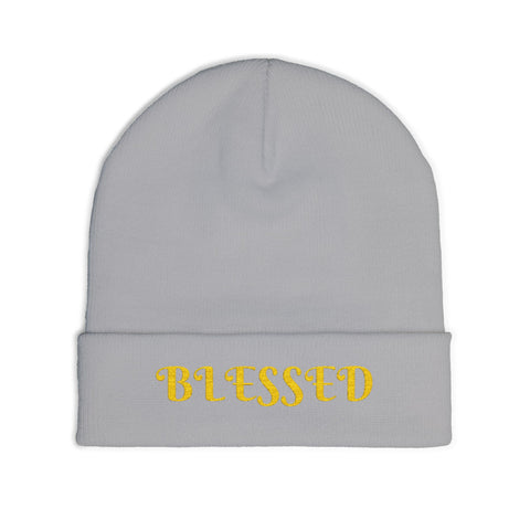 "Blessed" Warm and Cozy  Embroidered Knit Beanie Winter Hat