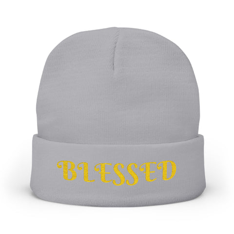 "Blessed" Warm and Cozy  Embroidered Knit Beanie Winter Hat