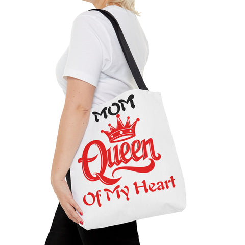 Mom Queen Tote Bag - White with Four Color Straps -