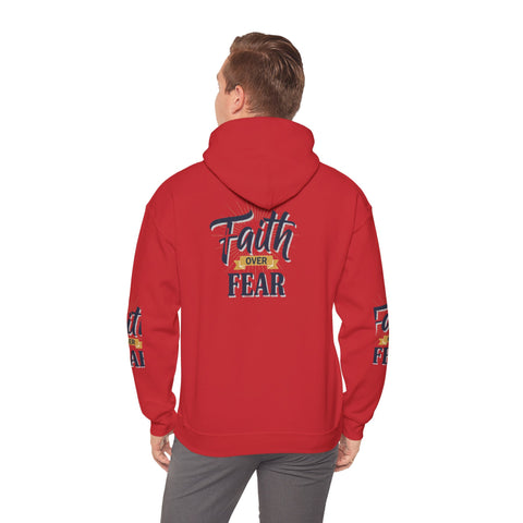 Faith Over Fear Hoodie — Inspirational Christian Pullover with Sleeve Graphics