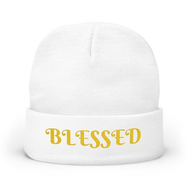 "Blessed" Warm and Cozy  Embroidered Knit Beanie Winter Hat